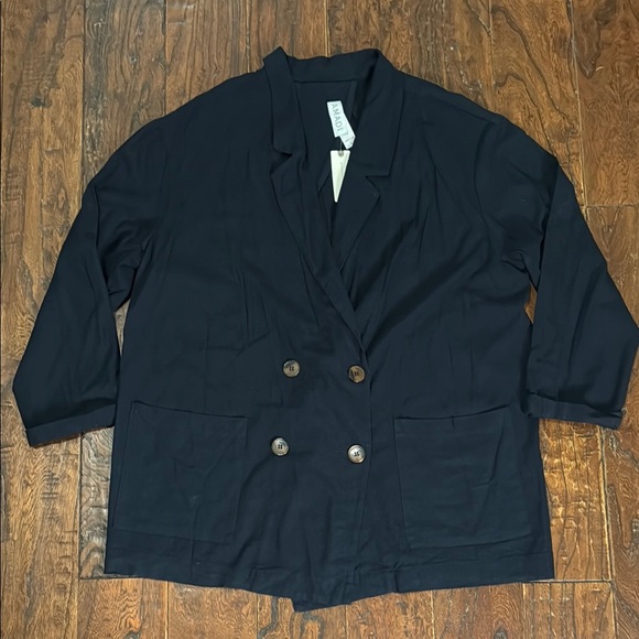 Amadi Navy Linen/Rayon Blazer - Pockets. - Anthropologie L NWT
